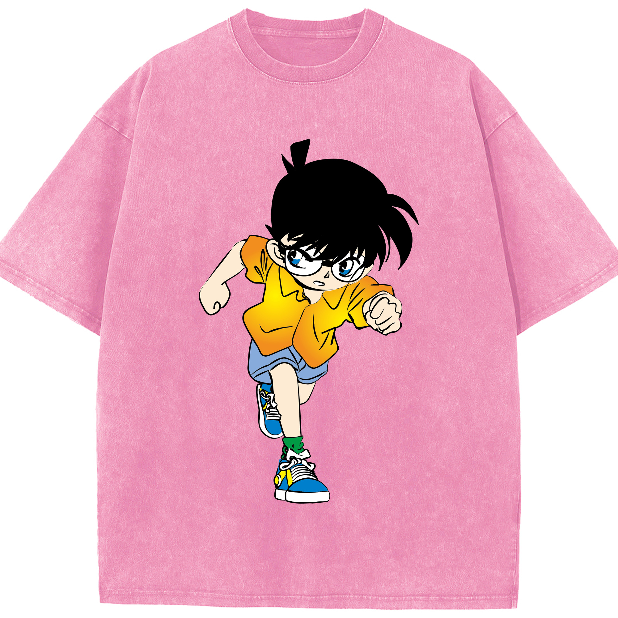 （画像用） 名探偵コナン 江戸川 コナン Detective Conan Conan Edogawa 綿100% ヴィンテージ風 半袖Tシャツ（フロントプリント）
